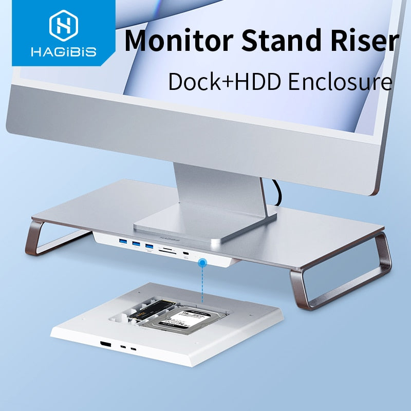 Hub di Hagibis USB-C con a doppio disco rigido Reser di supporto per il monitor per iMac 2021, Mac Mini M1, MacBook Pro PC Laptop Computer Dock