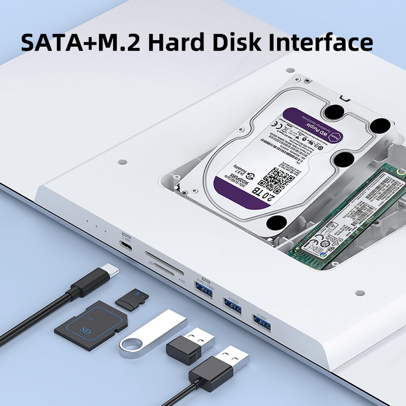 デュアルハードドライブエンクロージャーとモニタースタンドライザーを備えたHagibis USB-CハブIMAC 2021、Mac Mini M1、MacBook Pro PCラップトップコンピュータードック