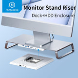 Hagibis USB-C Hub with Dual Hard Drive Enclosure & Monitor Stand Riser for iMac 2021, Mac Mini M1, MacBook Pro PC Laptop Computer Dock