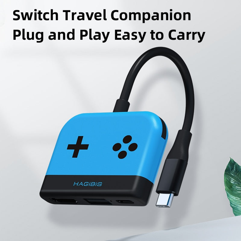 Hagibis Switch Dock for Nintendo Switch Portable TV Dock Charging Docking Station Charger 4K HDMI-compatible TV Adapter USB 3.0 Blue