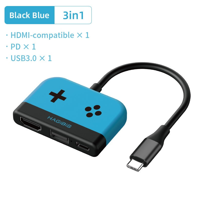 Hagibis Switch Dock for Nintendo Switch Portable TV Dock Charging Docking Station Charger 4K HDMI-compatible TV Adapter USB 3.0 Blue