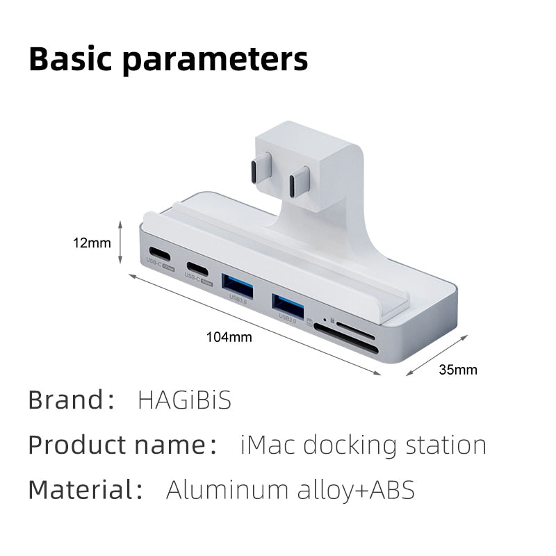 Hagibis USB C Clamp Hub Type-c for 2021 iMac with USB C USB 3.0 Micro/SD Card Reader 4K HD Docking Station iMac Accessories