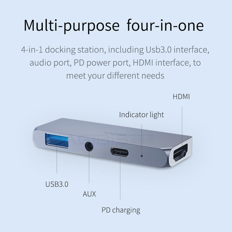 Hagibis USB C HUB TYPE-C su Adattatore compatibile HDMIpatibile da 3,5 mm Audio PD CHARGGING USB 3.0 Convertitore porta per iPad Pro MacBook Laptop