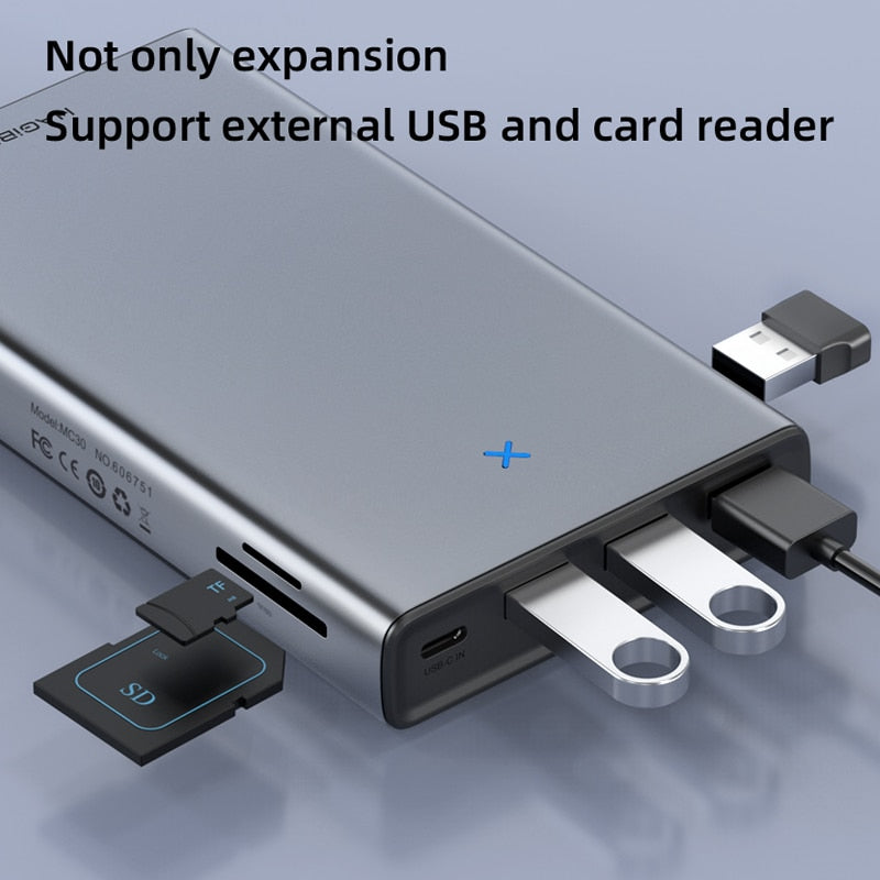 Hagibis USB C HUB con carcasa de disco duro 2,5 SATA a USB 3,0 tipo C adaptador para disco SSD externo HDD