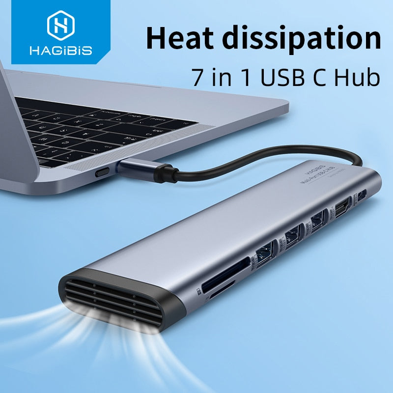 Hagibis USB C HUBタイプCからHDMI互換マルチUSB 3.0 2.0アダプターPDドックSD/マイクロSDカードリーダーMacBook iPad Pro XPS