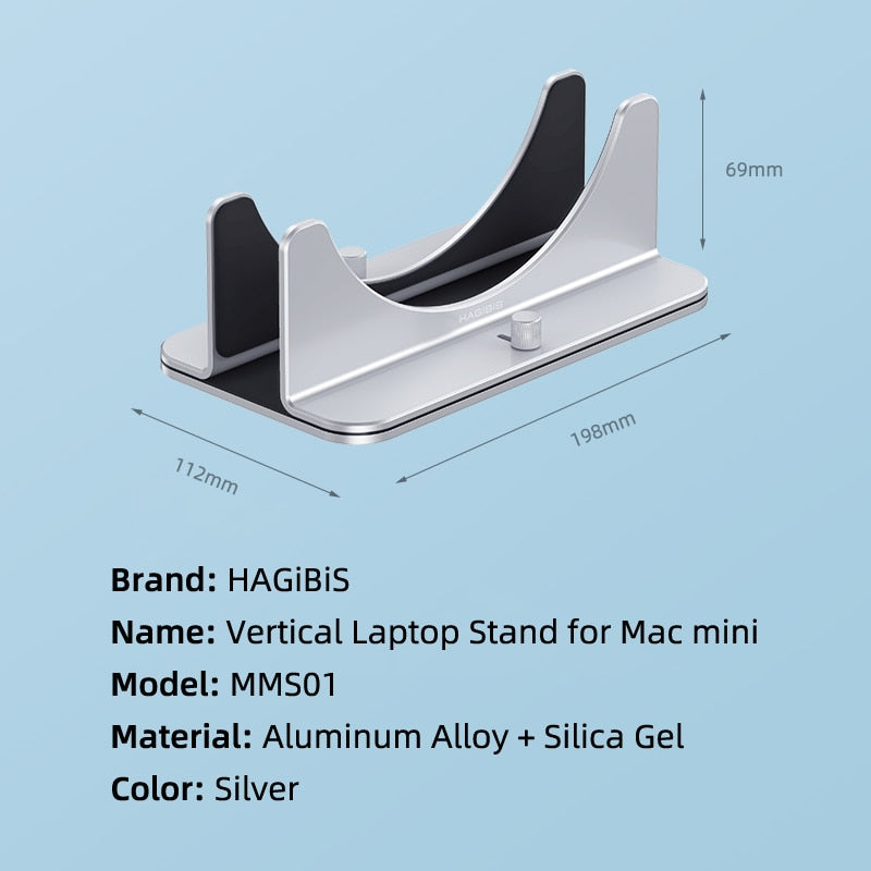 Mac MiniのHagibis垂直スタンド、アルミニウム合金ラップトップスタンドアンチスリップコンピューターホルダーデスクトップスタンドM1チップMAC MINI、MC25 Proと互換性