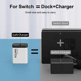 Hagibis AC Adapter Charger for Nintendo Switch OLED, 65W GaN Switch Dock, Power Supply Fast PD Charger USB C Portable Docking Station TV Mode 4K HDMI for MacBook iPad Blackwhite
